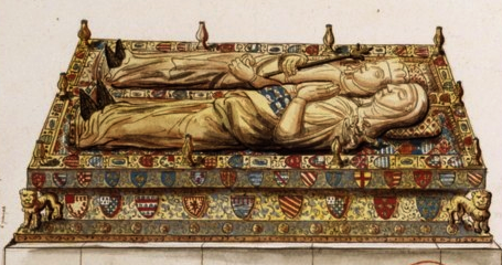 Tombe d'Alix Ire de Thouars et de Yolande de Bretagne sa fille comtesse de La Marche - dans l'abbaye de Villeneuve-les-Nantes